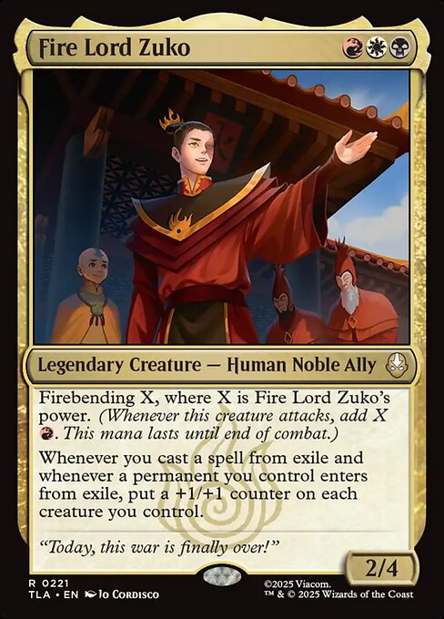 MTG Fire Lord Zuko TLA 221 Regular Nonfoil
