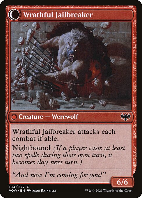MTG Weary Prisoner // Wrathful Jailbreaker VOW 184 Standard Foil reverse
