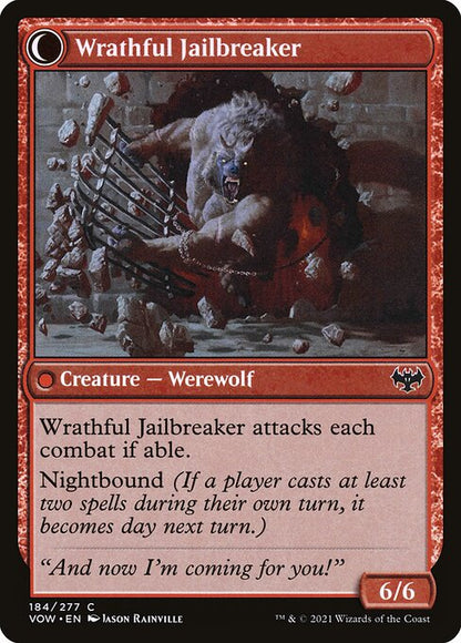 MTG Weary Prisoner // Wrathful Jailbreaker VOW 184 Standard Nonfoil reverse