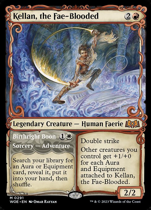 MTG Kellan, the Fae-Blooded // Birthright Boon WOE 291 Showcase Adventure Foil