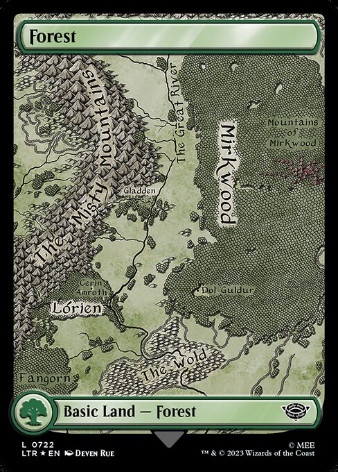 MTG Forest LTR 722 Showcase Scrolls of Middle-earth Surge Foil