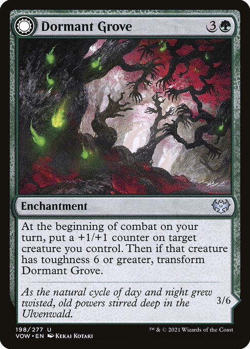 MTG Dormant Grove // Gnarled Grovestrider VOW 198 Standard Foil front