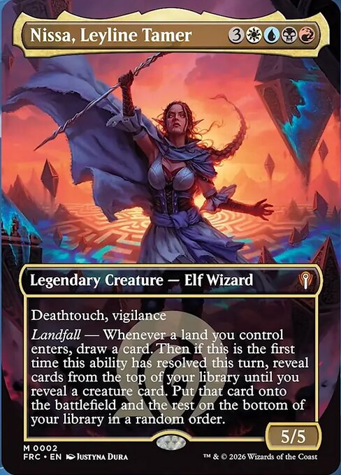 MTG Nissa, Leyline Tamer FRC 002 Borderless Nonfoil front