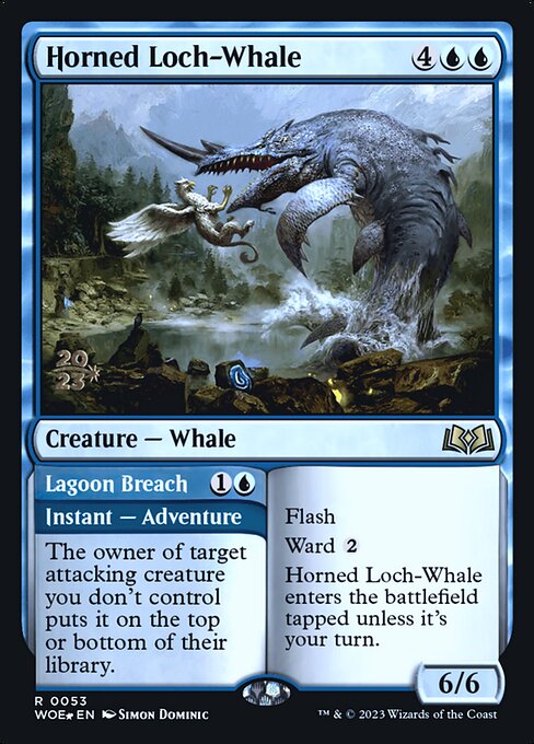 MTG Horned Loch-Whale // Lagoon Breach PWOE 053s Prerelease Foil
