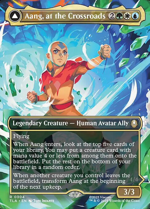 MTG Aang, at the Crossroads // Aang, Destined Savior TLA 304 Borderless Scene Nonfoil