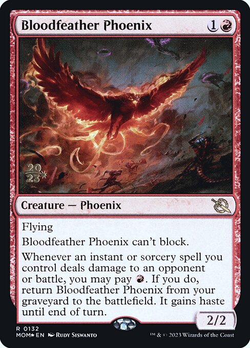 MTG Bloodfeather Phoenix PMOM 132s Prerelease Foil