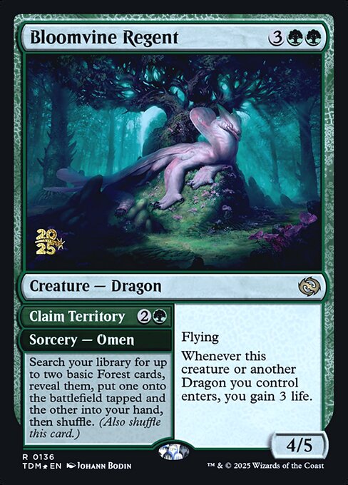 MTG Bloomvine Regent // Claim Territory PTDM 136s Prerelease Foil