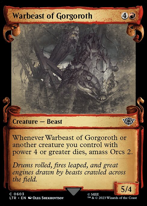 MTG Warbeast of Gorgoroth LTR 603 Showcase Scrolls of Middle-earth Silver Foil
