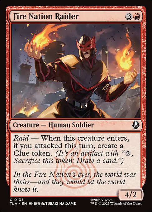 MTG Fire Nation Raider TLA 135 Regular Nonfoil