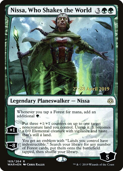 MTG Nissa, Who Shakes the World PWAR 169S Prerelease Promo Foil front