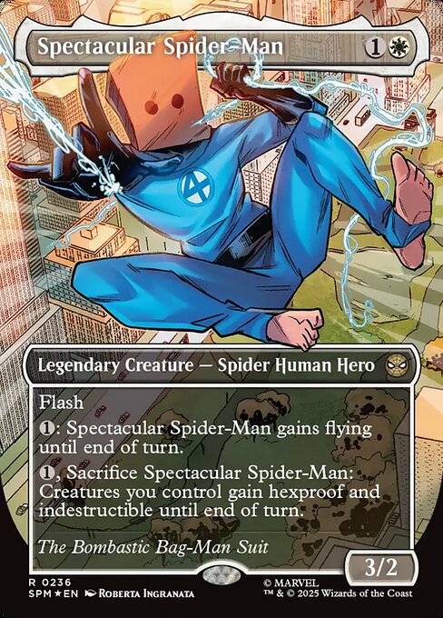 MTG Spectacular Spider-Man SPM 236 Borderless Costume Change Textured Foil