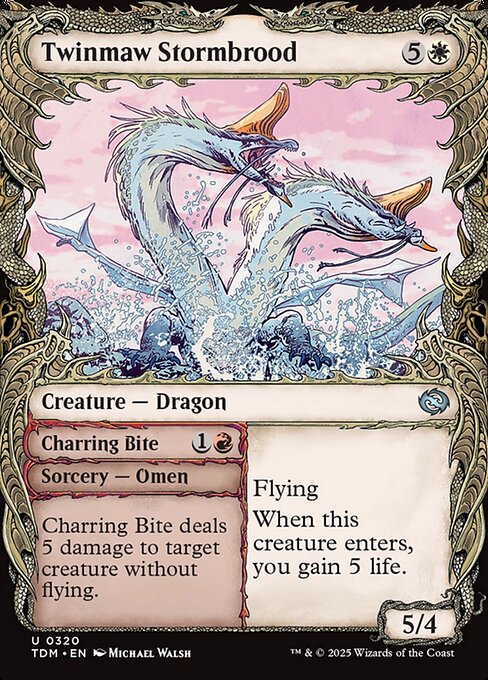 MTG Twinmaw Stormbrood // Charring Bite TDM 320 Showcase Draconic Frame Nonfoil