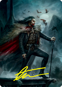 MTG Dracula, Blood Immortal AVOW 071 Art Card Gold Stamped Signature front