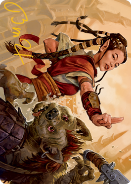 MTG Half-Elf Monk AAFR 028 Art Card Gold Stamped Signature