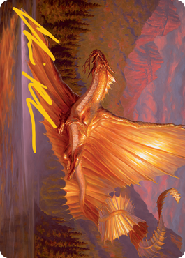 MTG Adult Gold Dragon AAFR 058 Art Card Gold Stamped Signature
