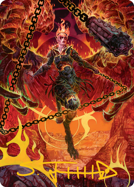 MTG Zariel, Archduke of Avernus AAFR 077 Art Card Gold Stamped Signature