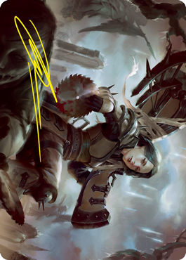 MTG Sawblade Slinger AVOW 054 Art Card Gold Stamped Signature front