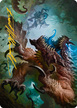 MTG Underdark Basilisk AAFR 009 Art Card Gold Stamped Signature