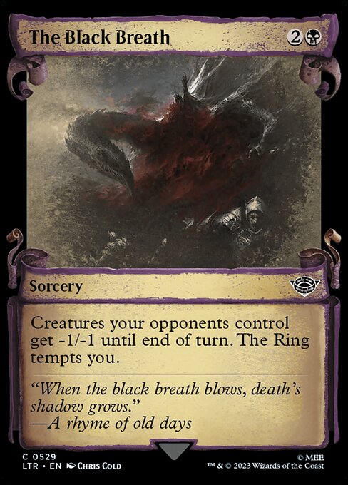 MTG The Black Breath LTR 529 Showcase Scrolls of Middle-earth Silver Foil