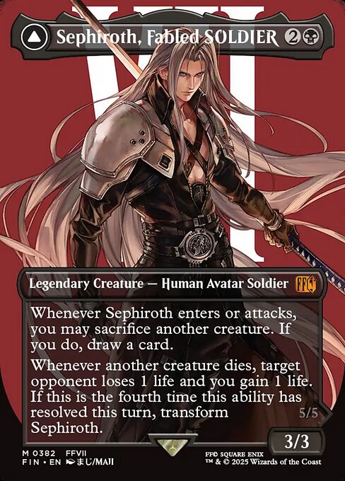 MTG Sephiroth, Fabled SOLDIER // Sephiroth, One-Winged Angel FIN 382 Borderless Character Nonfoil