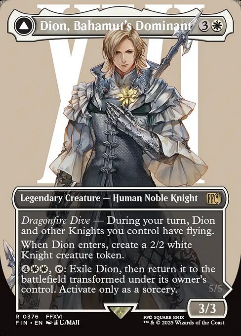 MTG Dion, Bahamut's Dominant // Bahamut, Warden of Light FIN 376 Borderless Character Nonfoil