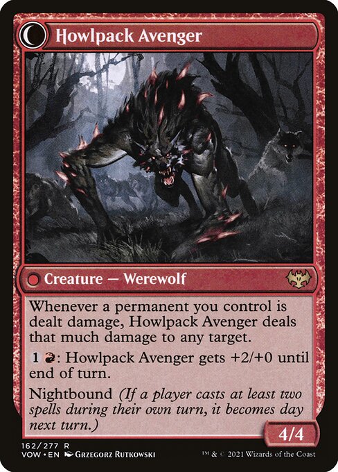 MTG Ill-Tempered Loner // Howlpack Avenger VOW 162 Standard Nonfoil reverse