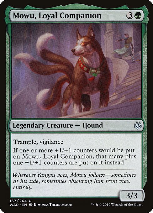 MTG Mowu, Loyal Companion WAR 167 Standard Foil front