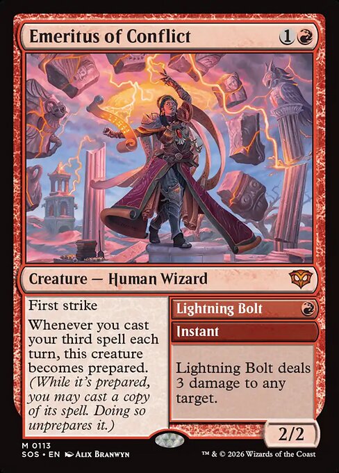 MTG Emeritus of Conflict // Lightning Bolt SOS 113 Regular Nonfoil