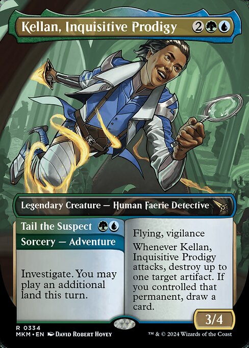 MTG Kellan, Inquisitive Prodigy // Tail the Suspect MKM 334 Borderless Nonfoil