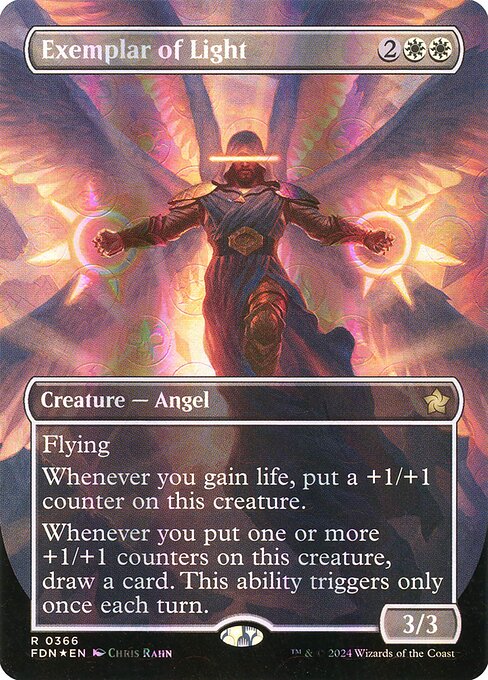 MTG Exemplar of Light FDN 366 Borderless Mana Foil
