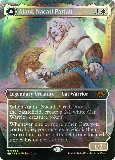 MTG Ajani, Nacatl Pariah // Ajani, Nacatl Avenger MH3 468 Textured Foil Borderless DFC Planeswalker Textured Foil