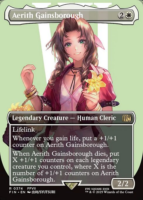 MTG Aerith Gainsborough FIN 374 Borderless Woodblock Nonfoil