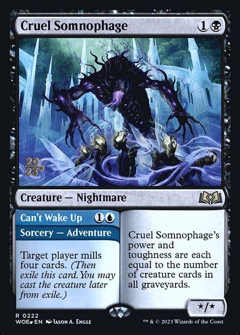 MTG Cruel Somnophage // Can't Wake Up PWOE 222s Prerelease Foil