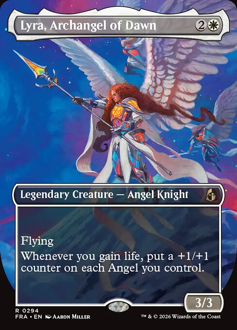 MTG Lyra, Archangel of Dawn FRA 294 Borderless Echoed Pairs Foil front