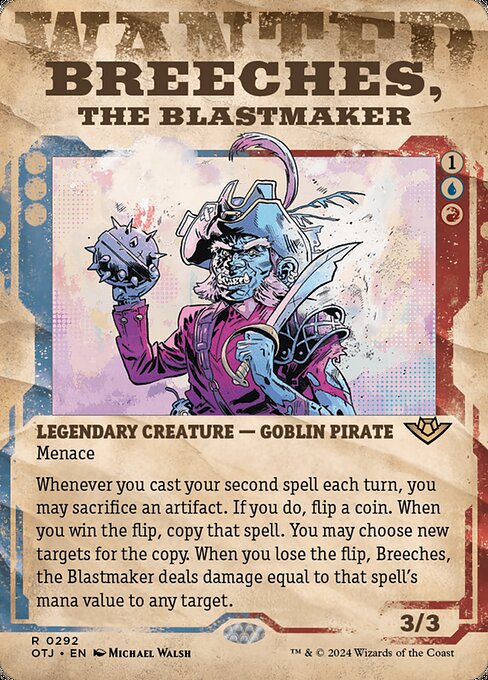MTG Breeches, the Blastmaker OTJ 292 Wanted Poster Foil