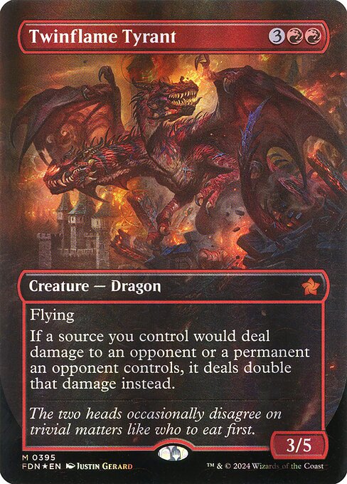 MTG Twinflame Tyrant FDN 395 Borderless Mana Foil