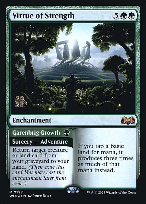 MTG Virtue of Strength // Garenbrig Growth PWOE 197s Prerelease Foil