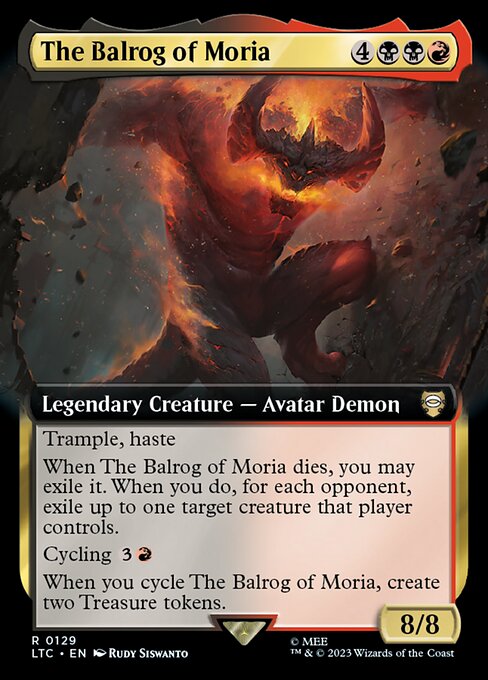 MTG The Balrog of Moria LTC 129 Extended Art Nonfoil