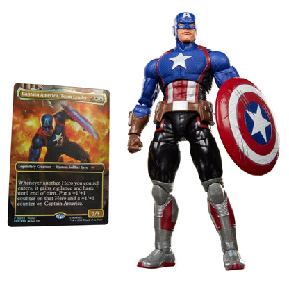 Marvel Legends Series x Magic: The Gathering Captain America (Avengers: Twilight) action figure and MTG card 