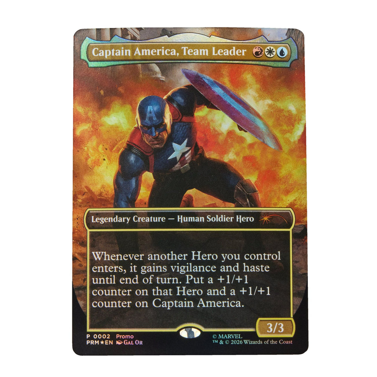 Marvel Legends Series x Magic: The Gathering Captain America (Avengers: Twilight) action figure and MTG card 