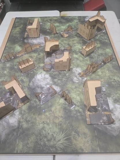 Table layout example using Warhammer 40,000 11th Edition Base plates