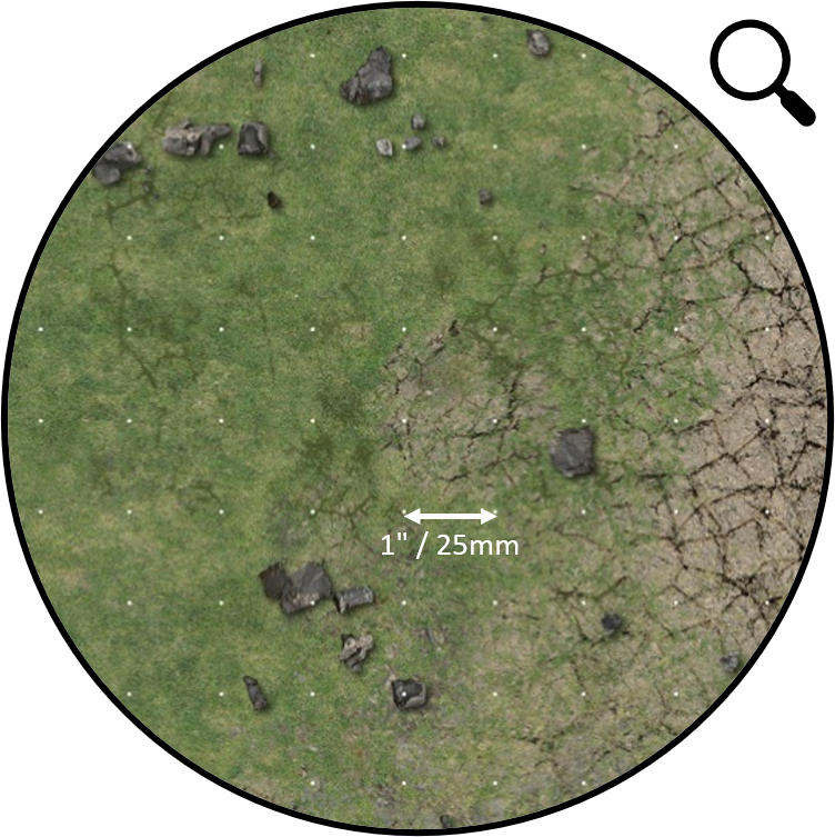 Grassy Fields Gaming Mat 2x2 - Grid