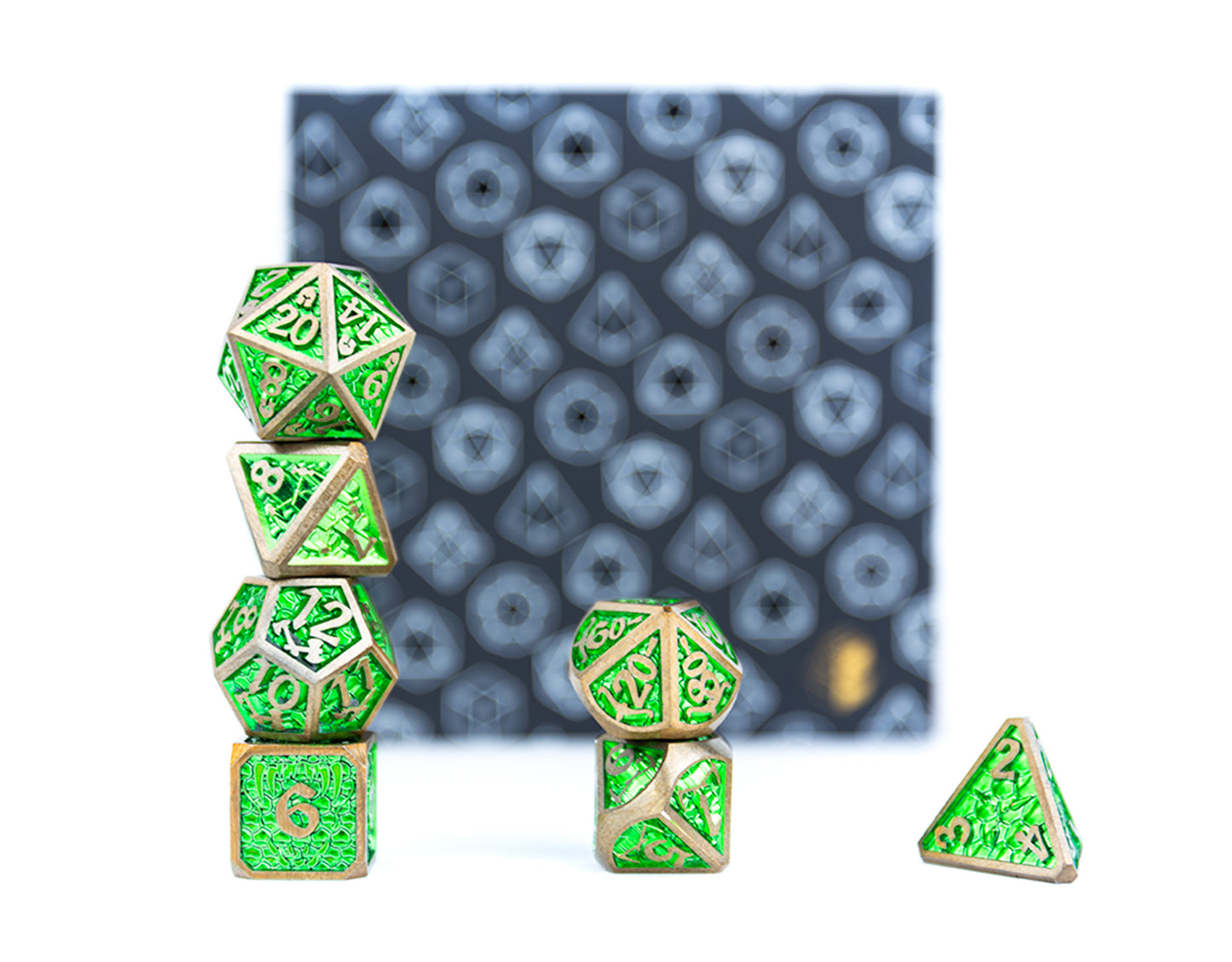 LPG Dice RPG Set Draco Bright Green/Brass