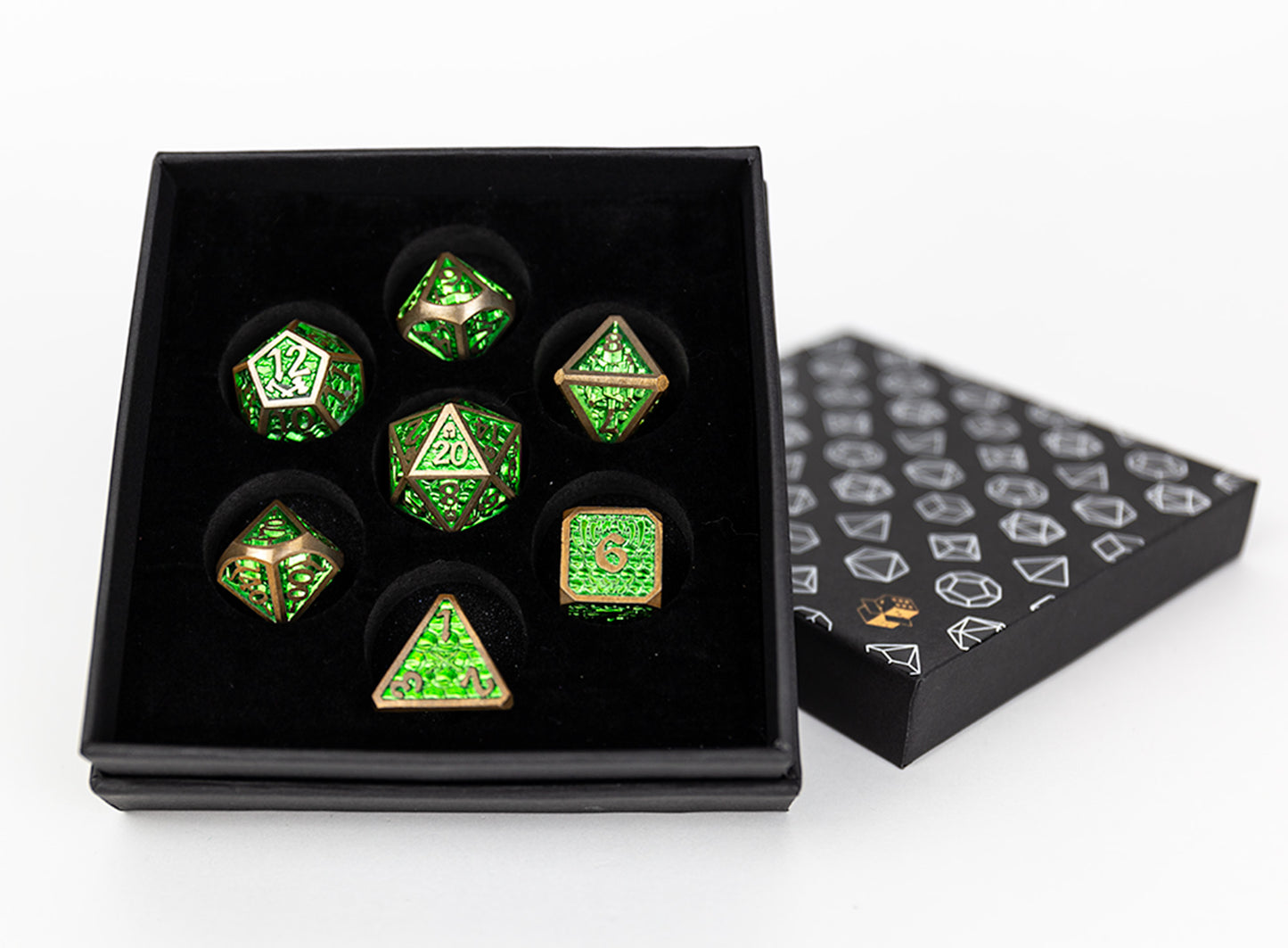 LPG Dice RPG Set Draco Bright Green/Brass