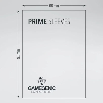 Gamegenic Prime card sleeve dimensions diagram showing 66 x 91 mm