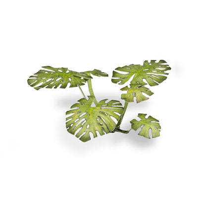 Close-up of an assembled Monstera laser-cut plant showing realistic leaf shape, colour and fine cut details.