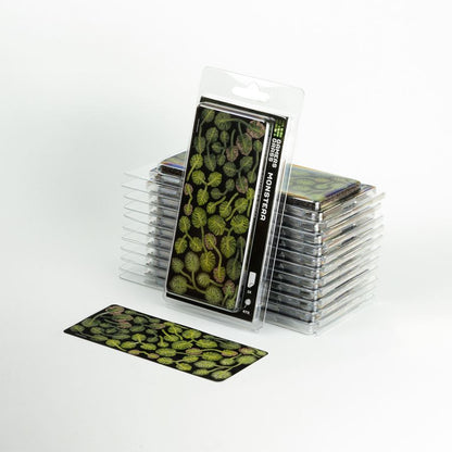 Laser Plants Monstera blister pack displayed with assembled Monstera plants showing the finished miniature foliage.