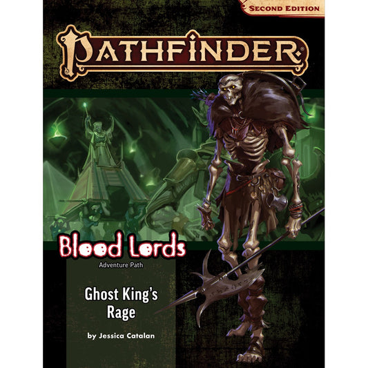 Book cover of 'Pathfinder: Blood Lords Ghost King's Rage' featuring a skeleton warrior.