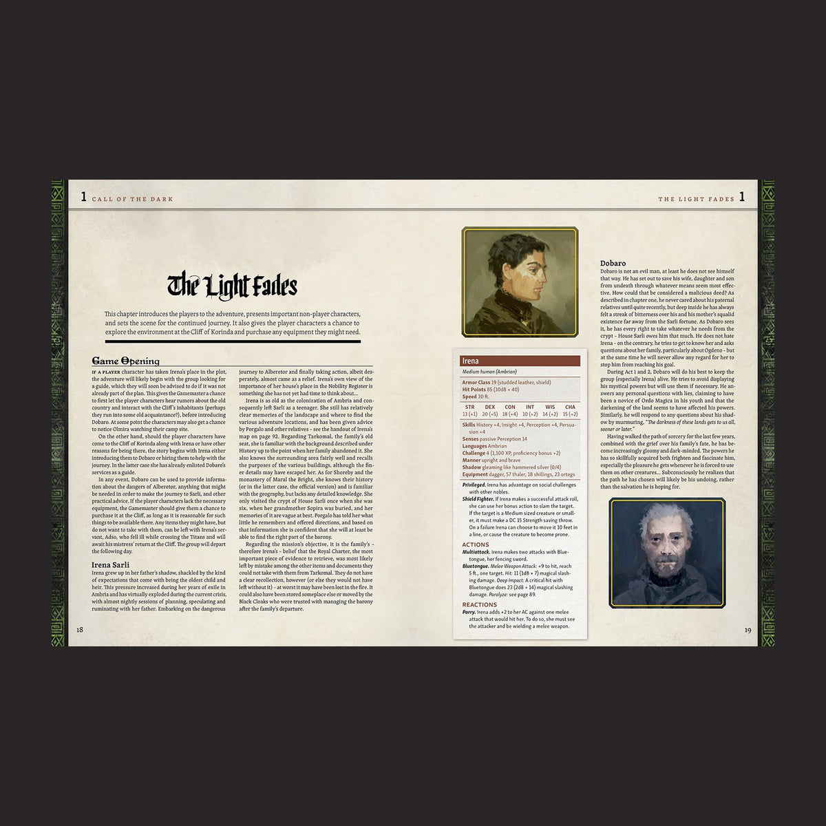 Ruins of Symbaroum 5E, Call of the Dark interior rules and artwork spread 4