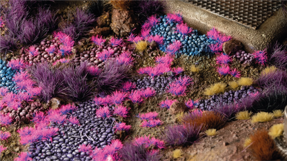 Gamers Grass Tiny Tufts Alien Neon - diorama example